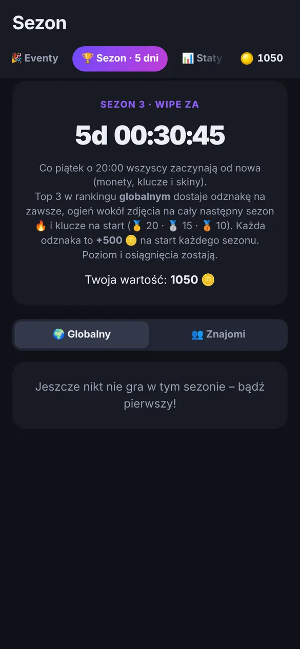 Ekran Sezon z odliczaniem do wipe’a