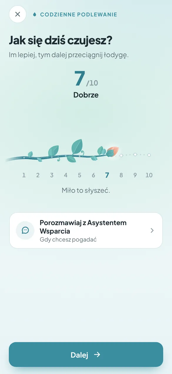 Pytanie Jak się dziś czujesz z suwakiem w formie łodygi