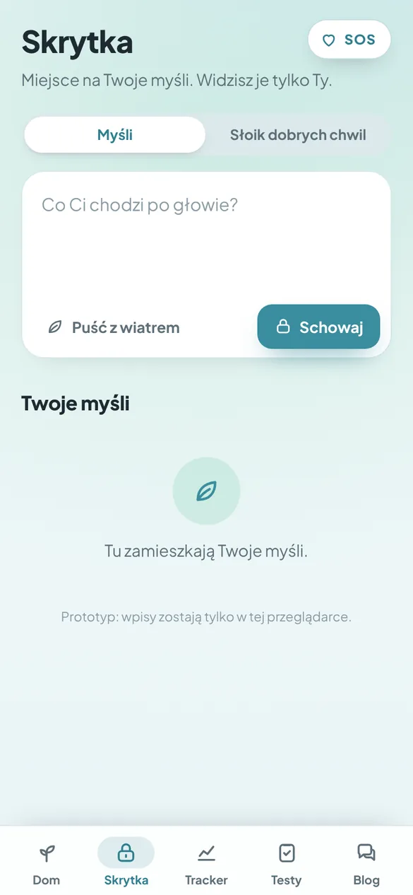 Ekran Skrytka z polem na myśli